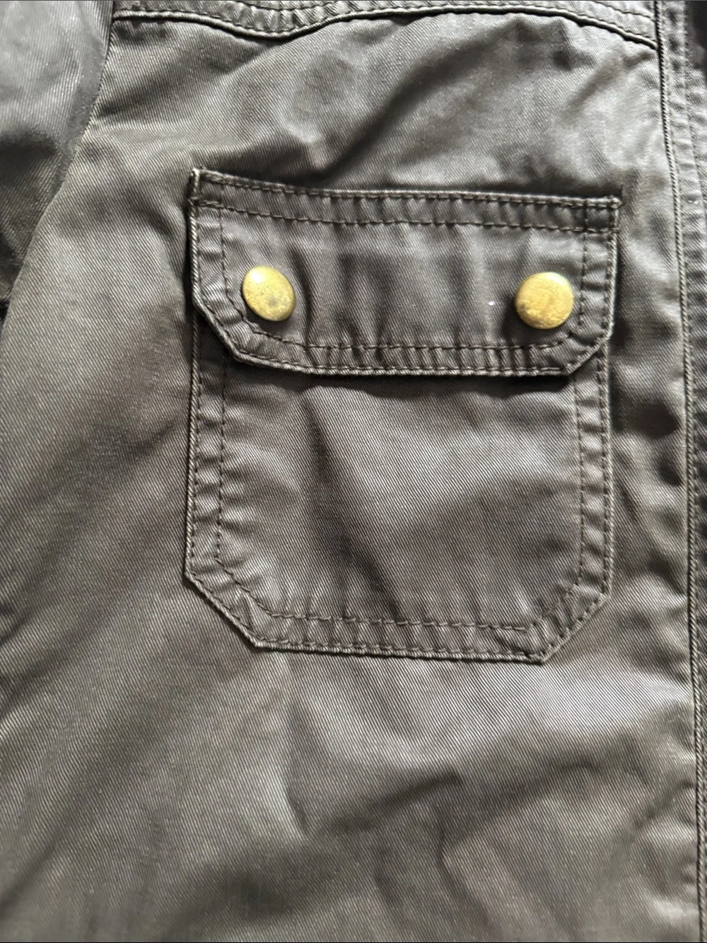 J. Crew Olive Green Utility Jacket with Gold-Tone Snaps
